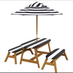 Real Living Kids Navy & Blue Surfboard 4-Piece Patio Table & Umbrella Set. New In Box  Price Is FIRM