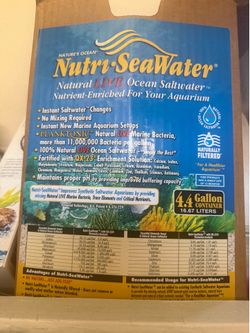 4.4 Gallon of sea water +instant Ocean