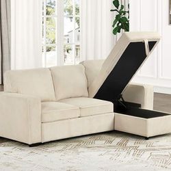 SECTIONAL SOFA L-SHAPE REVERSIBLE STORAGE CHAISE SLEEPER BED
