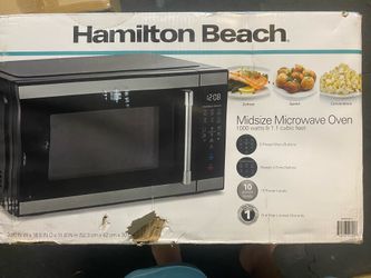 microwave stainless steel and black