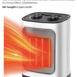 Kismile Portable Electric Space Heater, Small Ceramic Heater Fan with Thermostat, Tip-Over and Overheat Protection, Fast Heating for Home/Office, 1500