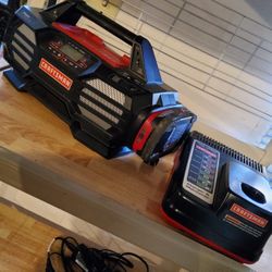 Craftsman Bluetooth Radio Speaker Battery Charger AM/FM Aux. USB With Battery And.Charger 