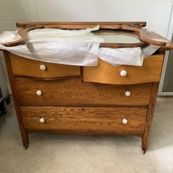 Victorian Oak Dresser With Mirror