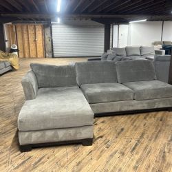 Delivery Available gray Macys 2pc sectional couch