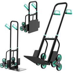 Heavy Duty Stair Climbing Dolly 440Lbs Capacity 3-Wheel Design Foldable Steel Frame Retractable Handle Non-Slip Grip for Moving Delivery