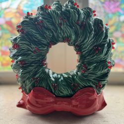 Vintage Ceramic Light Up Christmas Wreath 