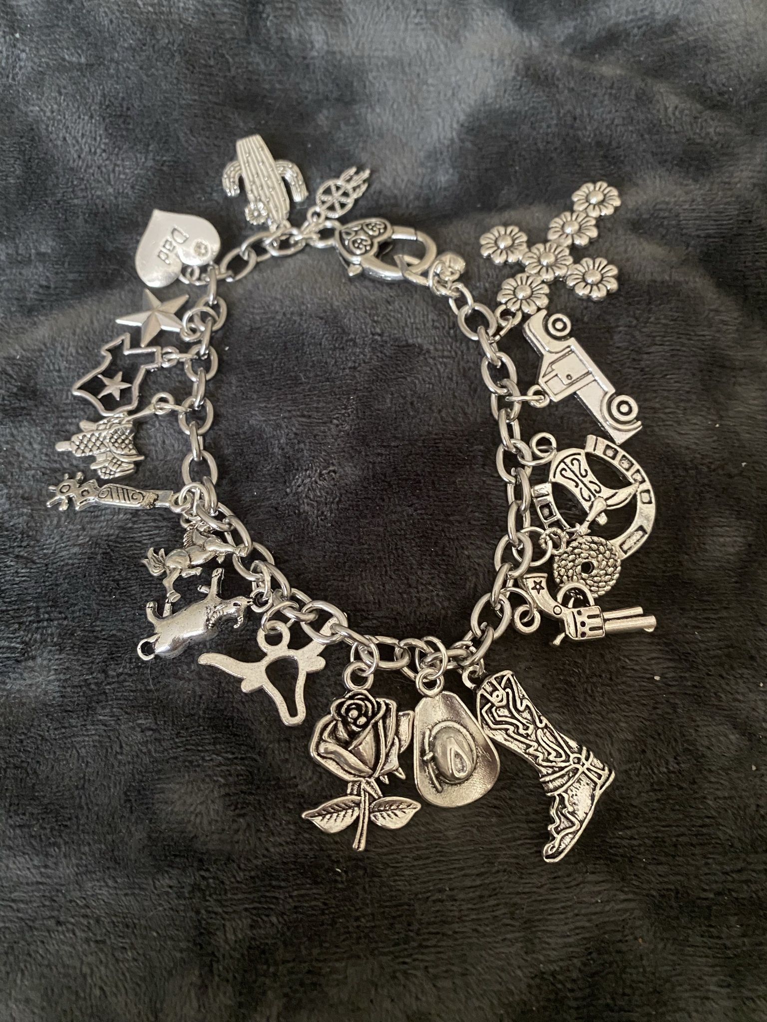 Deluxe Texas Charm Bracelet - Handmade - Tons Of Charms!