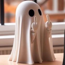 New Funny Little White Middle Finger Ghost Novelty Figurine