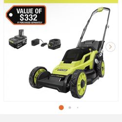 RYOBI ONE+ 18V 13 in. Cordless Battery Walk Behind Push Lawn Mower with 4.0 Ah Battery and Charger