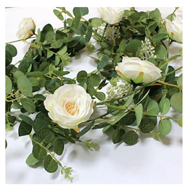 Eucalytus And Ivory Roses Garland