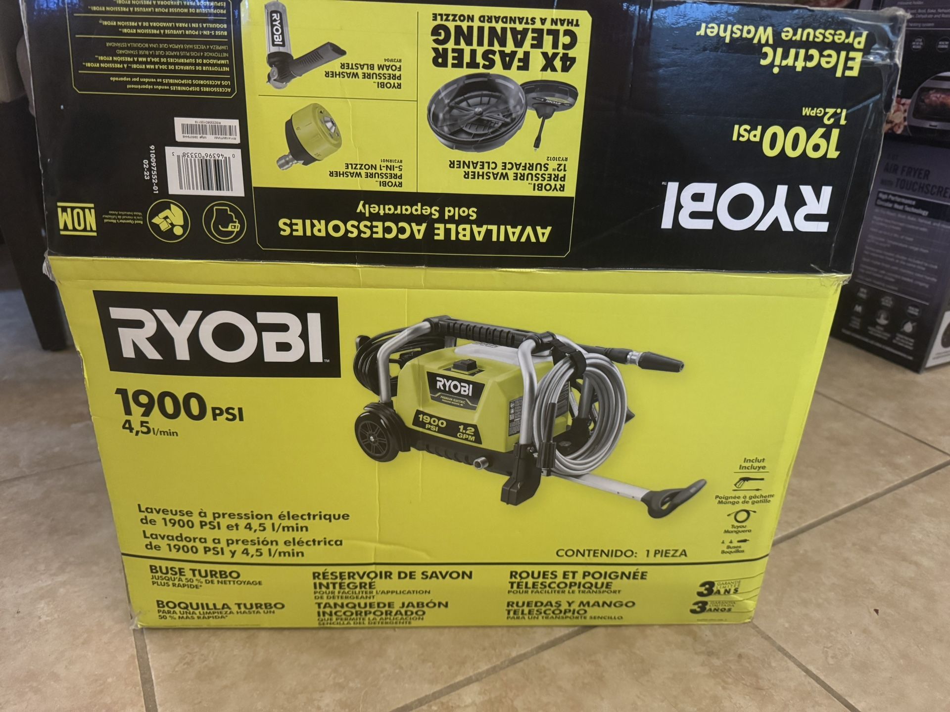 Ryobi Electric Pressure Washer 1900psi with 12in Surface Cleaner