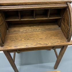 Vintage Solid Oak Kids Rolltop Desk Antique  