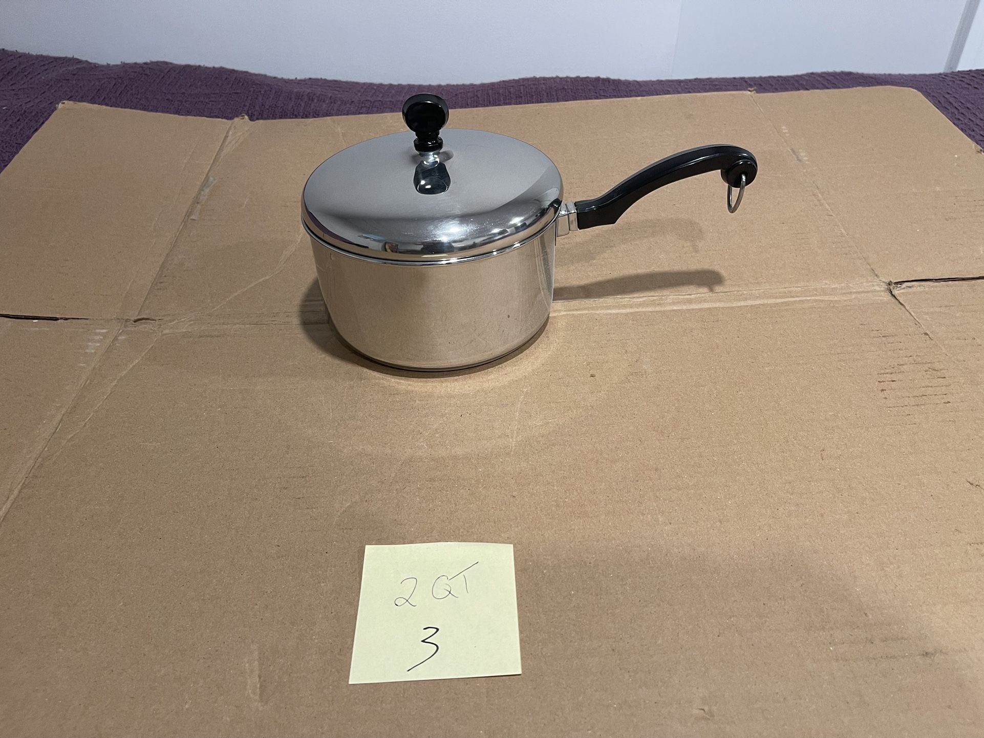 Vintage Farberware 2 Quart Pot With Lid (Stainless Steel/Aluminum Clad)