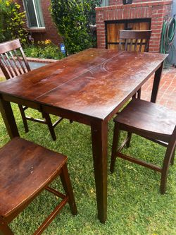 Dark Walnut Wood Dining Table w/ Chairs
