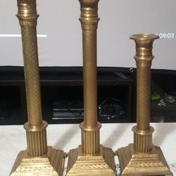 Vintage Solid Brass Candle Holders Made In India 