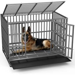 48” Heavy Duty Large Dog Crate with Wheels
