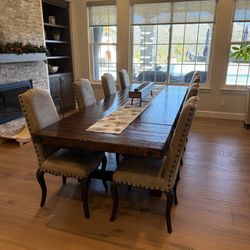 Pottery Barn Benchwright Extendable Table + 8 Chairs