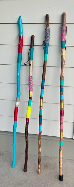 Painted trekking/walking sticks