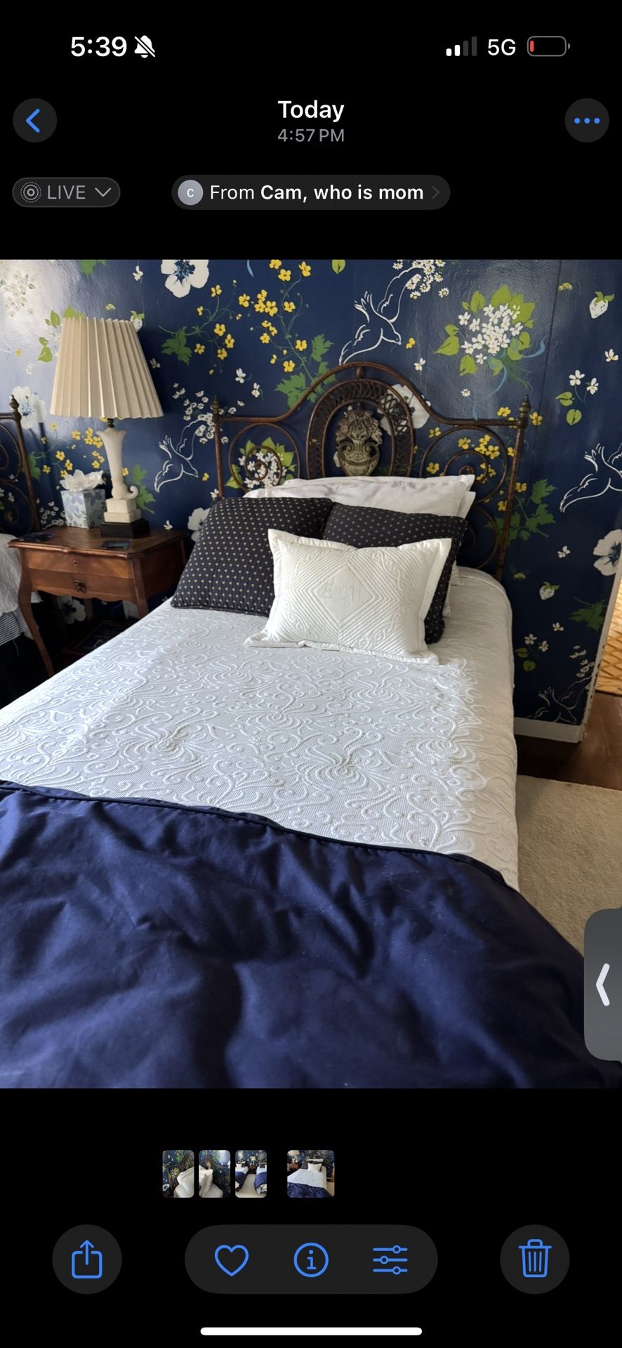 two twin beds with antique headboards