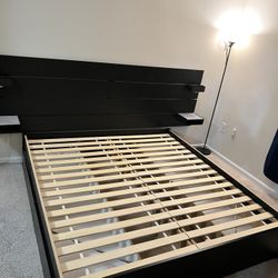 King Headboard & Bed Frame with /Storage $270 (Mattress for $100)
