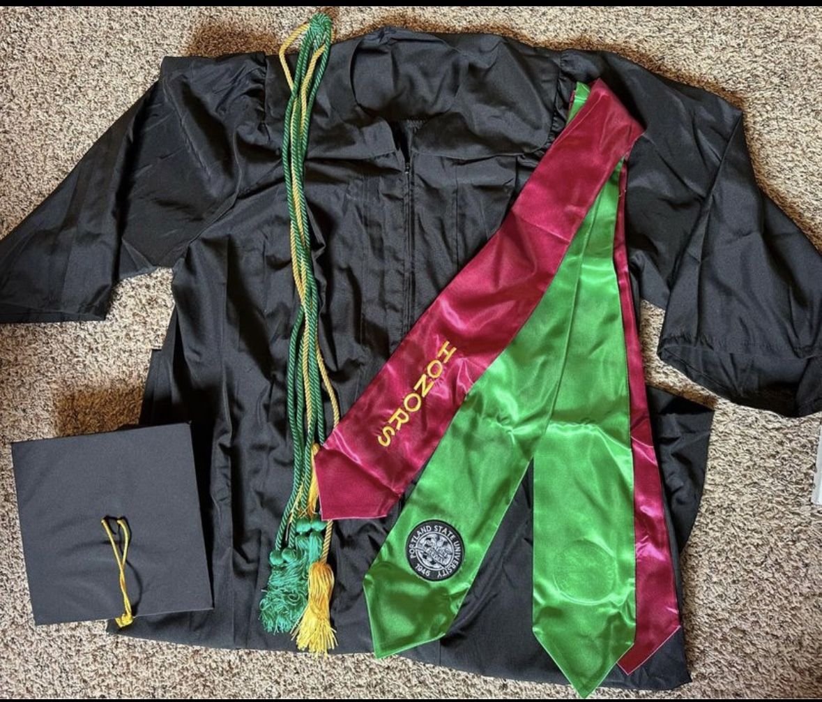 Graduation Gown, Cap, Honors Stole, Cords