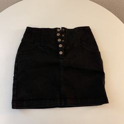 Black denim skirt