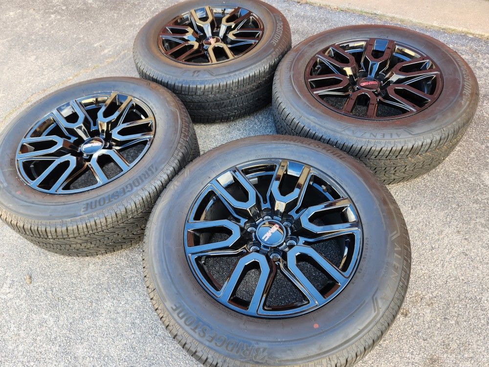20" Gmc Sierra At4 Black Oem Wheels And Tires New