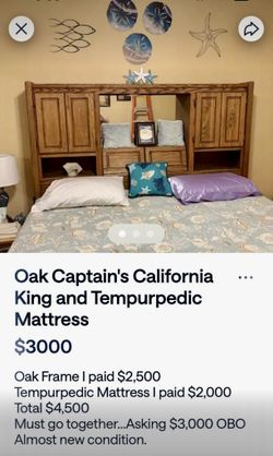 Oak bed frame and mattress