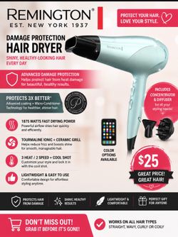 REMINGTON® Hair dryer 📱