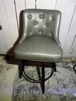 Grey Leather Barstool