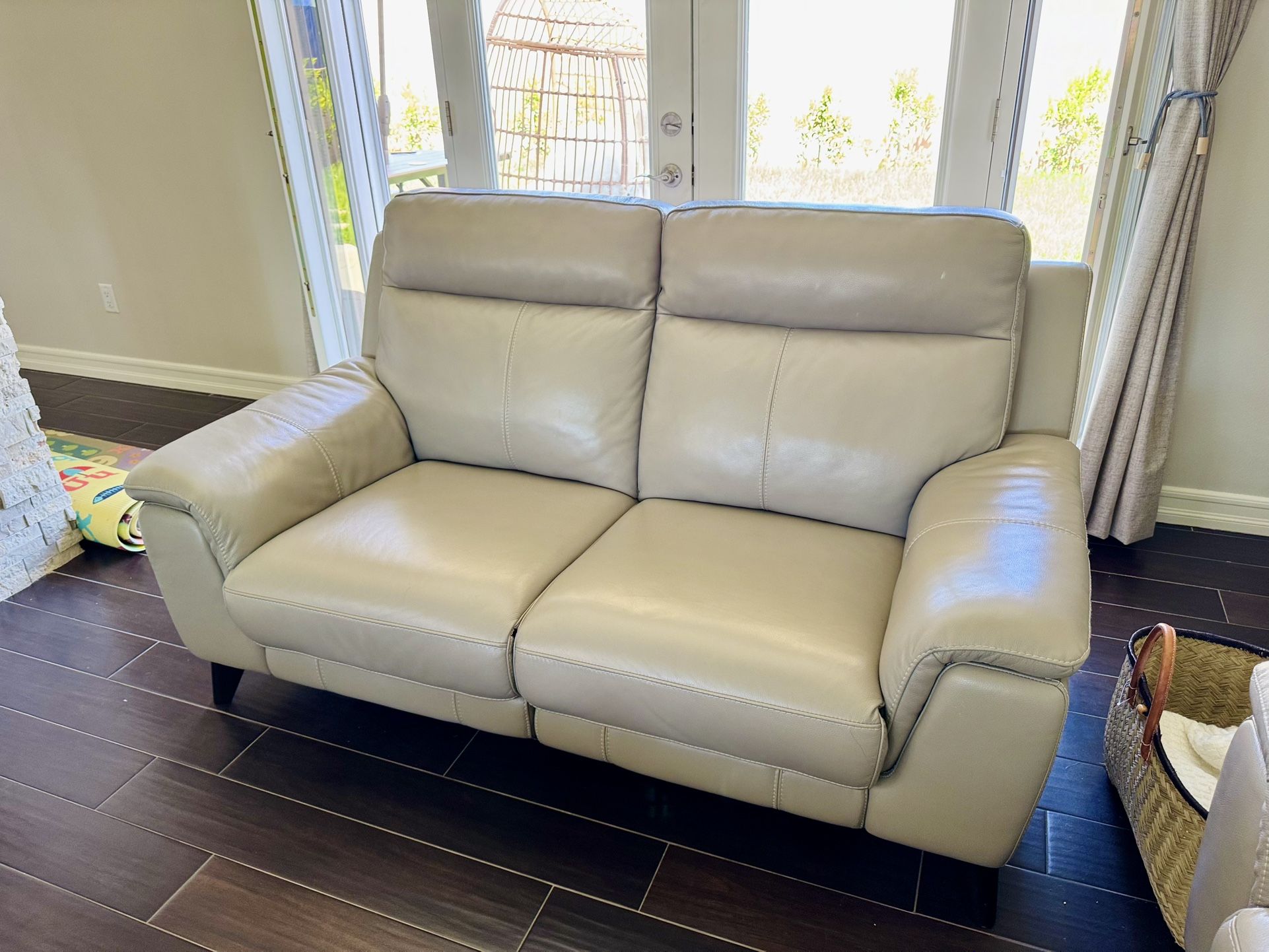 Real Leather Beige Love Seat
