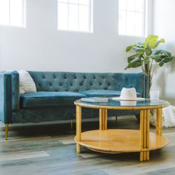 Boho Rattan Bamboo Wicker Glass Round Circle Coffee Table 🪴