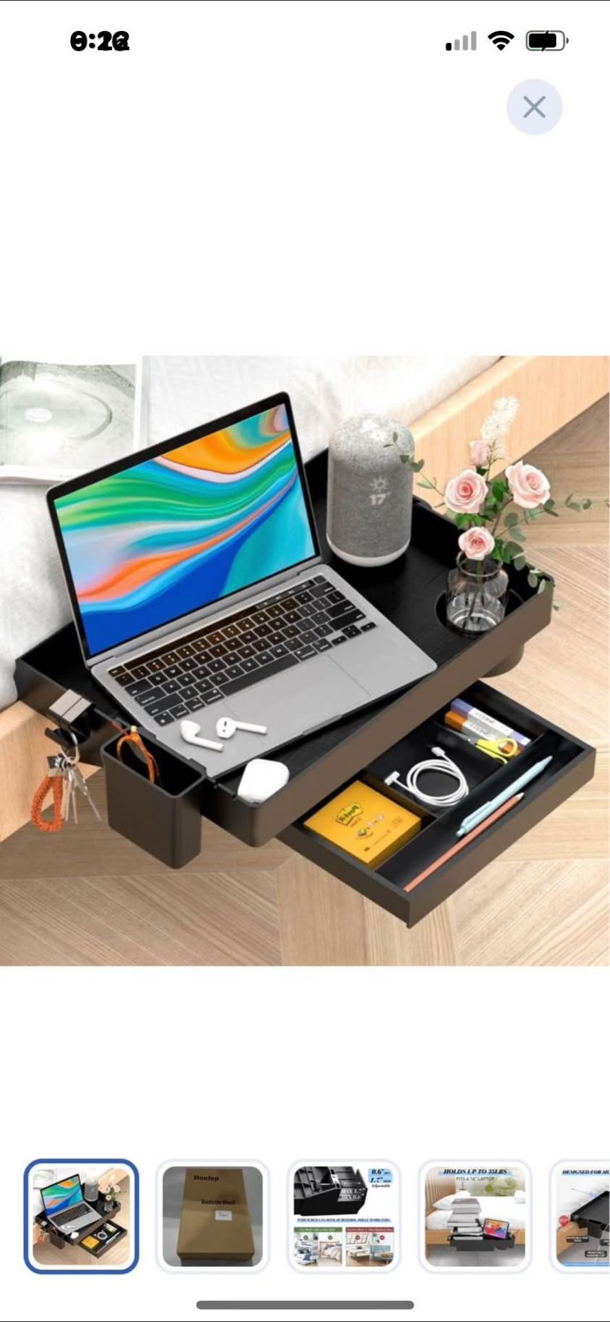 “New”Bedside “Hook On Desk”w/cup Holder,organizer