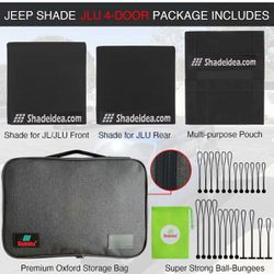 Shadeidea Sun Shade Top for Jeep Wrangler Sunshade JL Unlimited 4 Door, Front and Rear 2 piece black