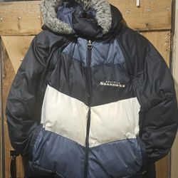 Seattle Seahawks Logo Reebok Women's XL Jacket Removable Sleeves & Hood