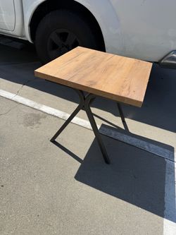 Small Folding Table Wood Top Metal Legs