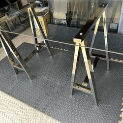 Chrome Metal / glass Desk 