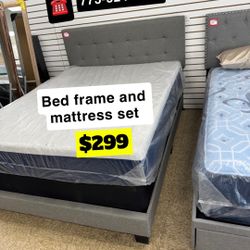 Complete bed set headboard frame quality super comfortable mattress set everything in picture for only we do same day delivery 🚚
