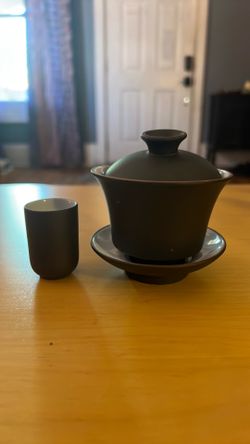 Dark Purple Clay Gaiwan and scent cup