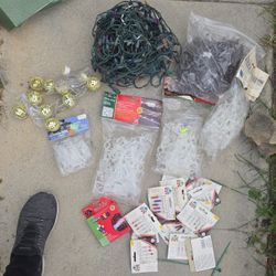 Christmas Lights & Clips Lot w/ Replacement Bulbs
