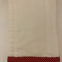 Baby burp cloth with red polka dot ribbon