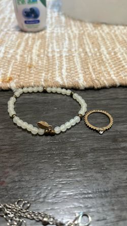 Bracelet, rings, and necklaces