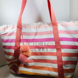 victoria secret striped tote - Overnight Bag