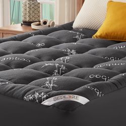 BEDLORE Queen Mattress Topper Viscose Derived from Bamboo, Pockets for 6-18 inches, Dark Gray