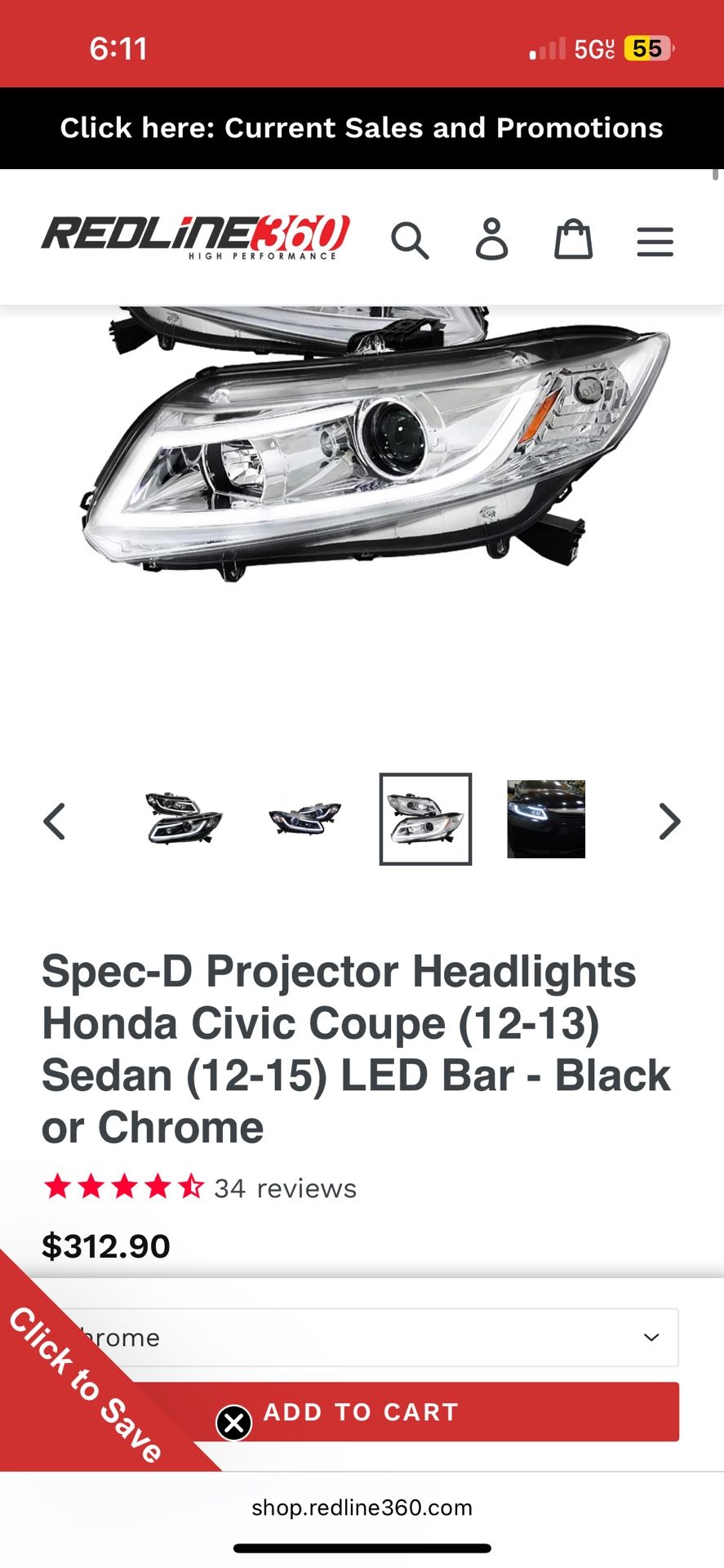 Spec D Headlights For 2012-2015 Civic Coupe And Sedan