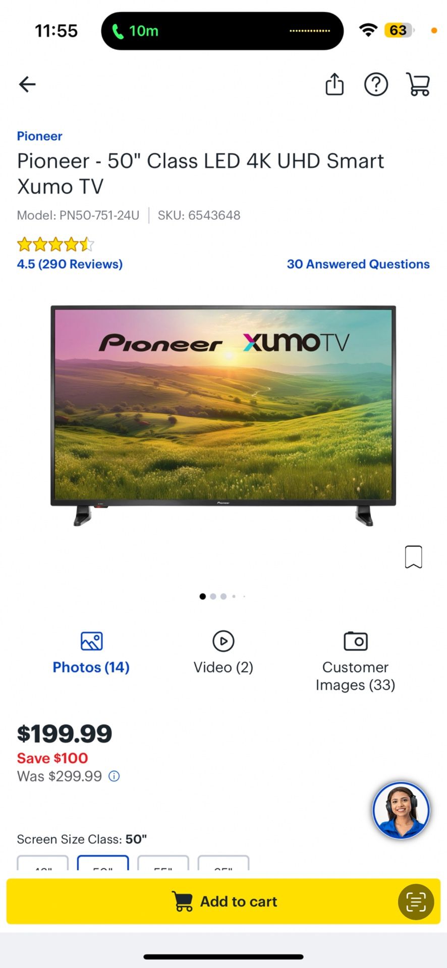 TV 50’ Black Smart Tv