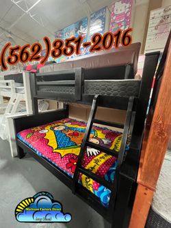 Twin full black bunk bed with mattresses colchones camas Nuevo