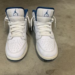 Blue And White Jordans 1s Size 7 Men