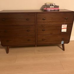 New Mid Century Dresser.  Dark Walnut Finish.  62x17Dx36H.  Free Delivery!
