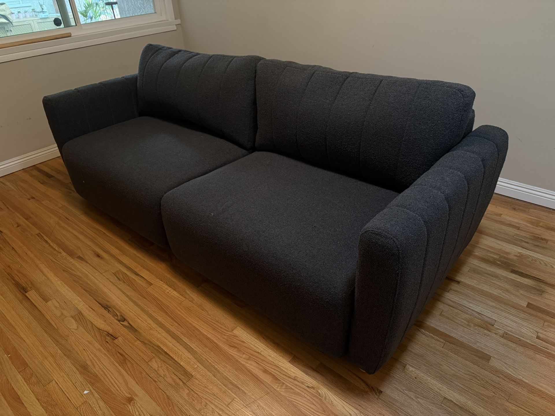 Gray Boucle Couch Queen Futon Bed